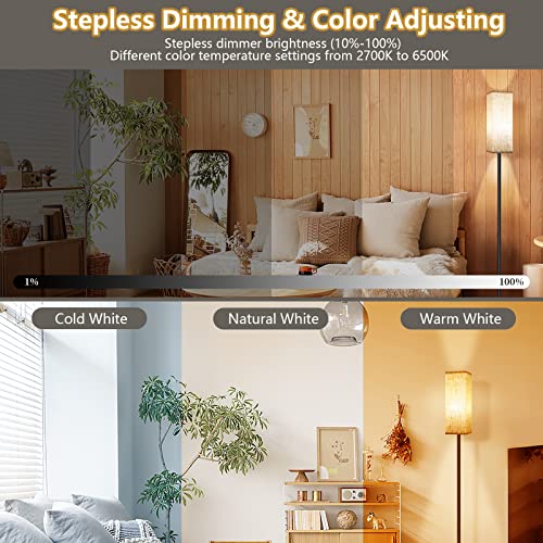 Floor Lamp for Living Room, Modern Standing Lamps with Remote & Foot Switch, 2700k-6500k Dimmable Tall Reading Lamp with Linen Shade | Standard Lamp Night Light for Bedroom Office (Modern) - Image 4