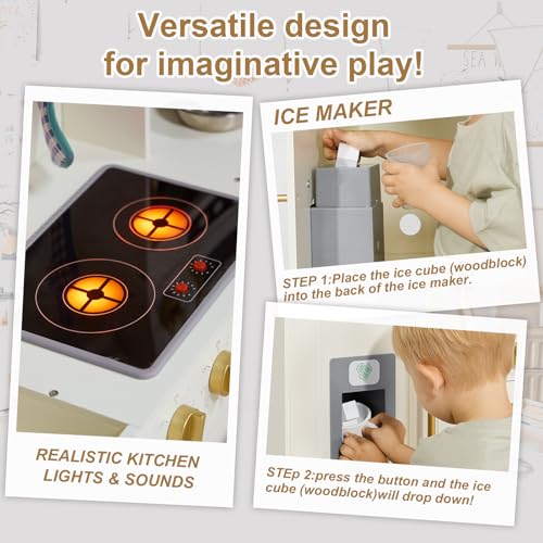 Infunsame FS2301B Wooden Play Kitchen For Kids Chef Pretend Kitchen Playset thumb #3