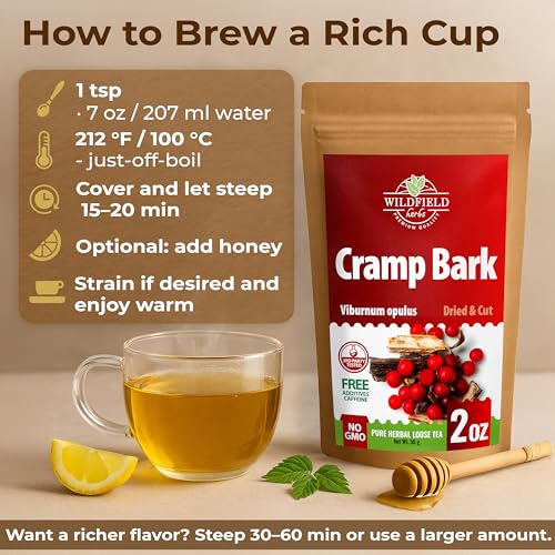 Image of 2 oz. Cramp Bark Herbal Tea (Viburnum) - 56g Dried Cramp Bark Herb Tea Corteza de Viburnum