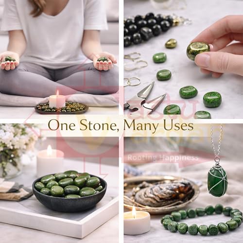 Image of Crystal Green Zade Tumble Stone | 50 gm Tumbled Gemstones | Reiki Healing Stones | Home Decor Pebbles | Aquarium Gravel | Garden & Table Decor
