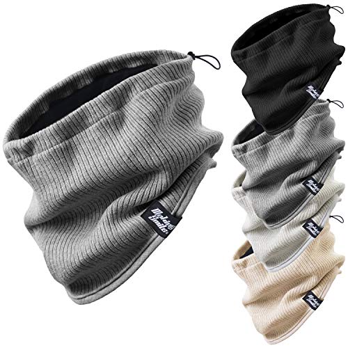 Real Heat 発熱 ニットキャップ & ネックウォーマー 世界初 発熱 保温 防風 メンズ レディース兼用 (ダークグレー(ネックウォーマー))