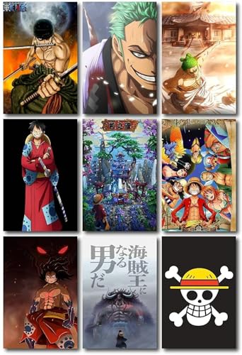 Image of ATEVON One Piece Anime Wall Collage Kit - Pack of 18 Posters (6x4 Inches) Featuring Luffy Zoro Kaido and Straw Hat Pirates - Multicolor Room Decor for Bedroom Dorm and Anime Wall Art Display