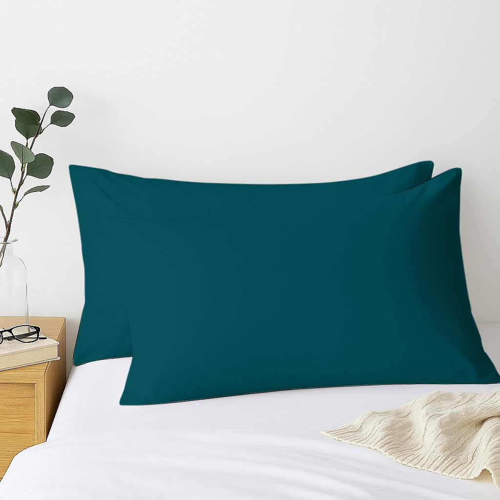 Comfort Beddings Premium Quality 600 Thread Count 100% Egyptian Cotton Pair of Pillow Cases Teal Green, Envelope Closure - Superking (50cm x 90cm)