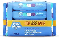 Free Wipes Lenço Umedecido Toilet Pack com 4 unidades