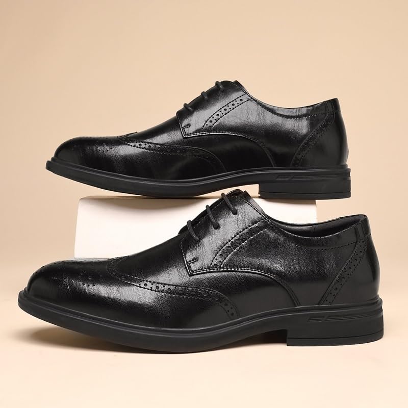 Comfortable Dress Shoes for Men Men's Dress Oxford Shoes Classic Lace Up Formal Cap Toe Shoes Brogues Lace Up Shoes for Wedding Evening Uniform Party Office2