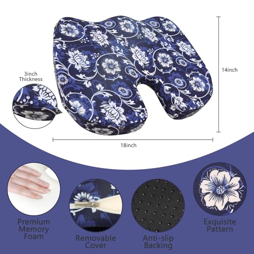 Image of Tailbone Pain Relief Cushion, Memory Foam Seat Cushion for Coccyx Sciatica Pain Pressure Relief Office Desk Chair