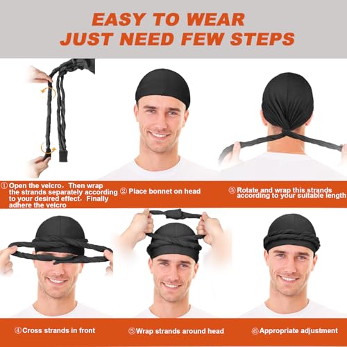 Image of MLTUAGE 2 Pcs Upgraded Satin Lined Turban Silky Head Wraps for Men, Mens Turban Head Scarf for Hair