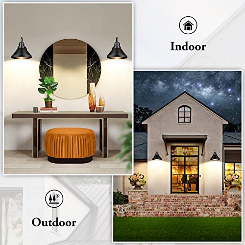 Brightever Gooseneck Outdoor Light Fixtures, 2-Pack Farmhouse Barn Lights For Porch, Industrial Black Exterior Wall Sconce For Garage, Patio, E26 Base Anti-Rust, Bulb Not Included #TOP4