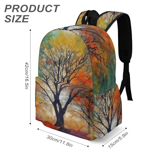 Colorful Life Trees Printed Backpack Water-Resistant Pack Stylish Bag Lightweight Travel Backpack3