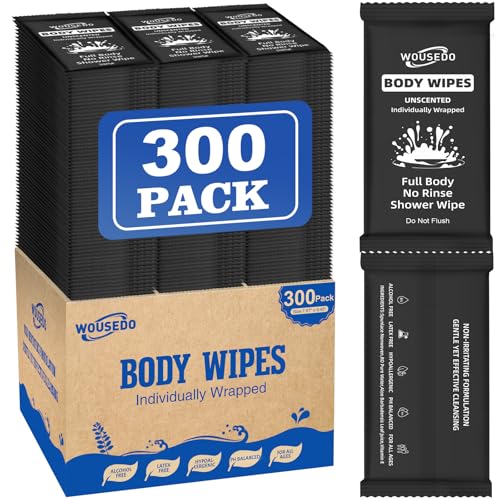 300 Pack Ultra Thick Body Wipes Individually Wrapped, Size 7.87" x 9.45"