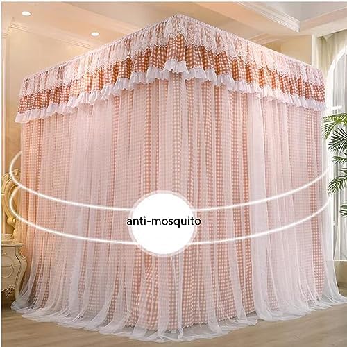 Fabric Bed Drapes Mesh Protection Canopy Shielding Netting, King Size Queen Twin Size Mosquito Net Canopy，Canopy Bed Frame Post Poles 4 Corner Mosquito Netting Bracket, Stainless Steel Mosqu