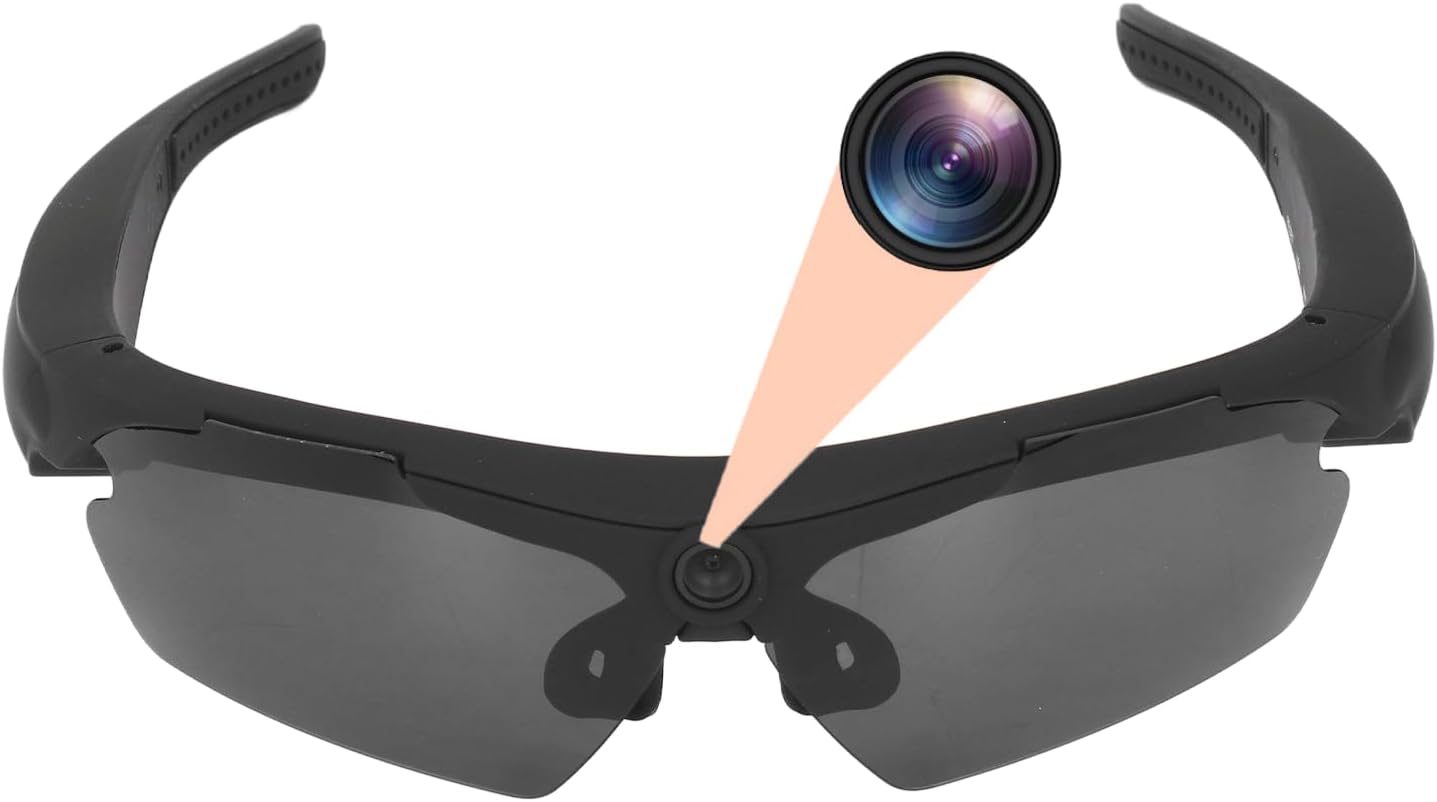 Tangxi Smart Video Glasses with Camera, 1080P HD Camera Glasses Wearable Sunglasses, Audio and Video Recording, for Outdoor Sports, Cycling, Driving, Hiking (Black)