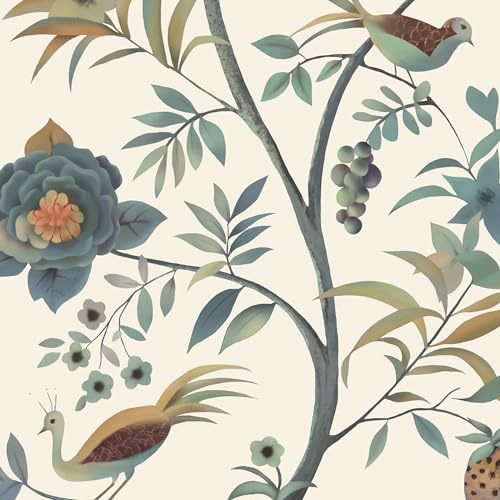 Papier peint à décoller et coller floral beige pour rénover sans traces