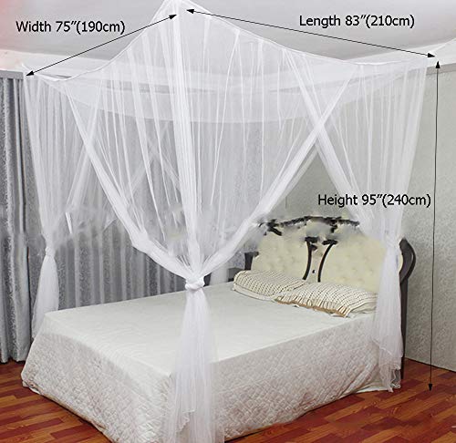 Morromorn 4 Entries Mosquito Net Hanging Bed Canopy - Extra-Large Easy Installation For Twin Full Queen King California Home & Travel, Mesh 380 Square (White) #TOP1