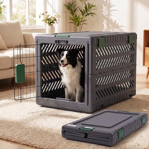 36'L Collapsible Dog Crate for Large/Medium Dogs - No-Tool Assembly Foldable Dog Cage - Portable...
