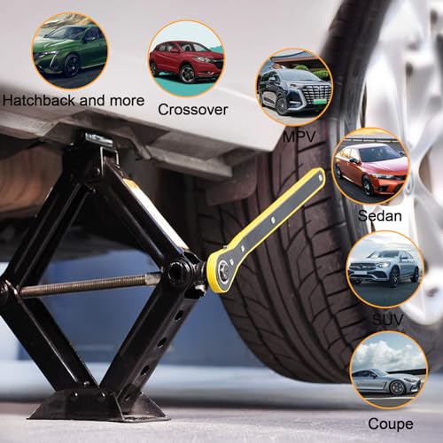 Scissor Jack for Car SUV Truck, Scissor Lift Jack 2.5 Tons (5,511 lbs) Capacity Car Jack Kit with Ratchet Handle and Wheel Wrench - Thumbnail 7