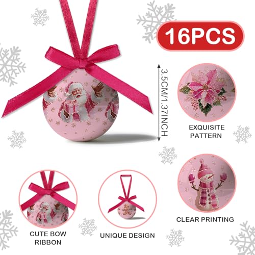 Decoración de Navidad rosa y bolas de decoración lindas de 1.18 pulgadas 3