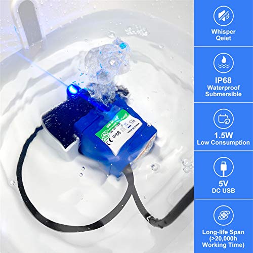 Bomba de repuesto para fuente de agua para gatos 2.5L USB miniatura 3