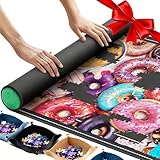 Lwoeo Jigsaw Puzzle Mat Roll Up 2000 Pieces, Black 48” x 31” Smooth Top Saver Pad, Large Rubber Puzzel Matt Rollup with 6 Sorting Trays & Travel Storage Bag for Sorting Table, Board, Puzzles Mats