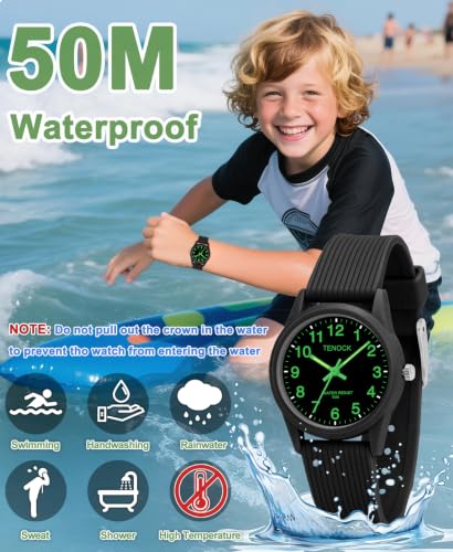 Image of Kids Analog Watch Waterproof Learning Time for Boys Girls Ages 4-12 | Soft Band, Easy to Read, Big Numbers,Simple Style, Sport, Swimming, Playing, Daily Wear, Ideal Gift for Birthday