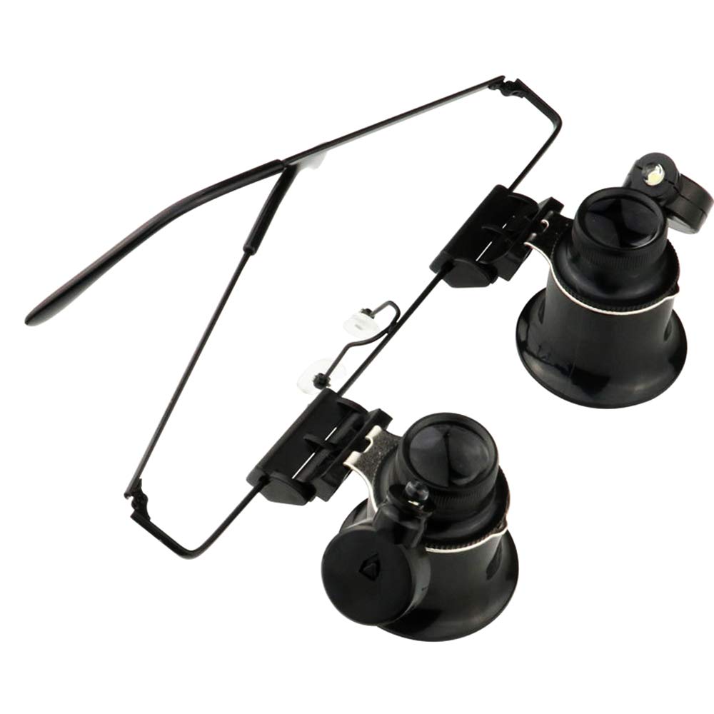 Meichoon Loupe Frontale LED 20x Avec Batterie - Lunettes Loupe Réparation Montres Lecture Haute Définition