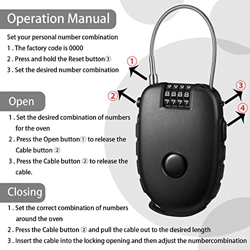 2 Pcs Combination Lock With 27.56 Inch Cable Adjustable Cable Locks Security Wire Combination Lock Adjustable Combo Steel Cable Locks Set Your Own Combination Padlock (4 Digit Style) #TOP4