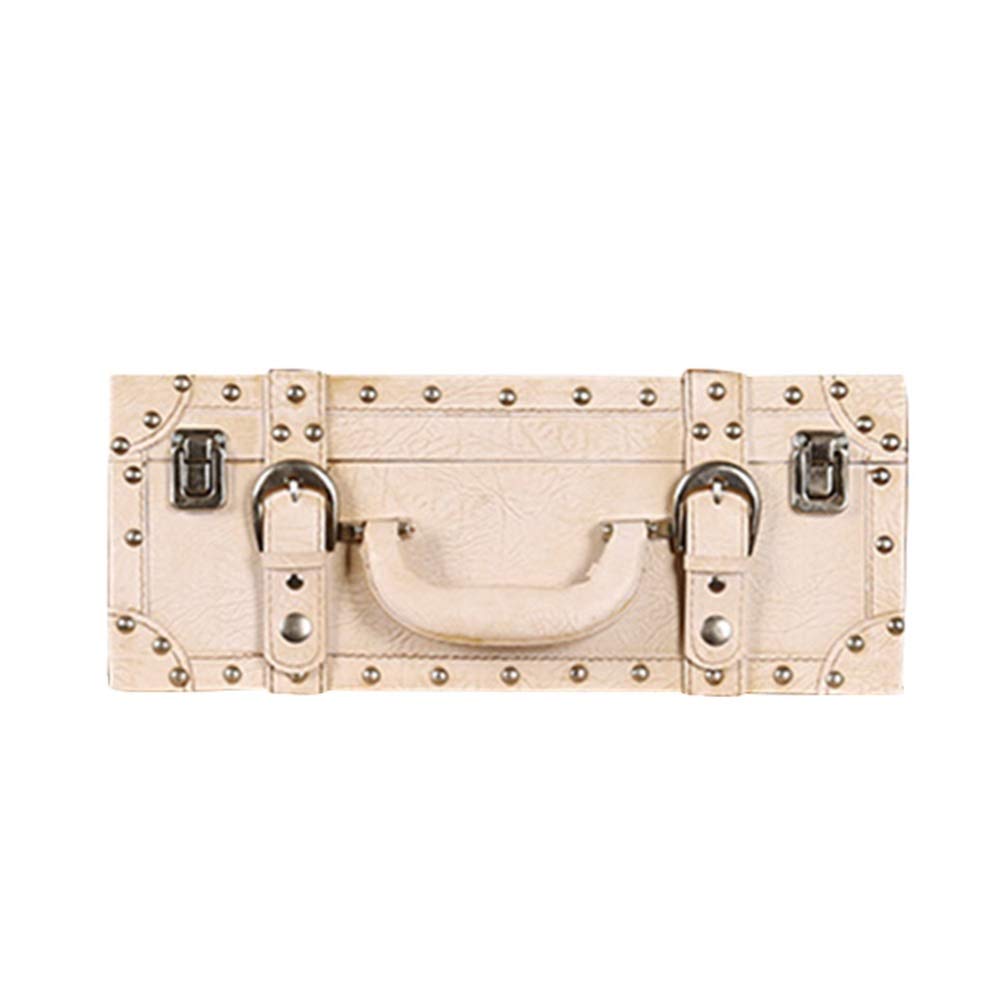 Malle vintage en cuir haut de gamme 44cm pour decoration de salon chic