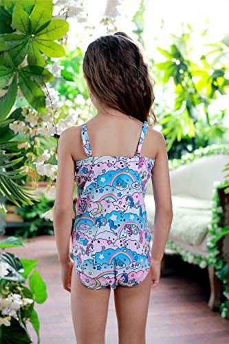 Idgreatim Girls Cute Unicorn Swimsuits Water Sport Funny Mother and Me Swimwear for Beach 5-6 Years Rainbow