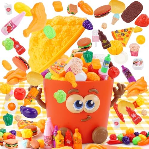 Covriina Play Food, 200 PCS Play Food Sets for Kids Kitchen