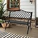 MFSTUDIO 50' Black Outdoor Metal Garden Bench with Arch Legs, Cast Iron Frame Patio Furniture with E-Coating, Perfect for Porch and Yard