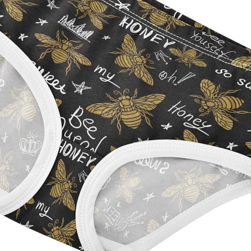 Little Girls' Soft Cotton Underwear Kids Breathable Comfort Hohey Bee with Queen Panties Briefs Toddler4