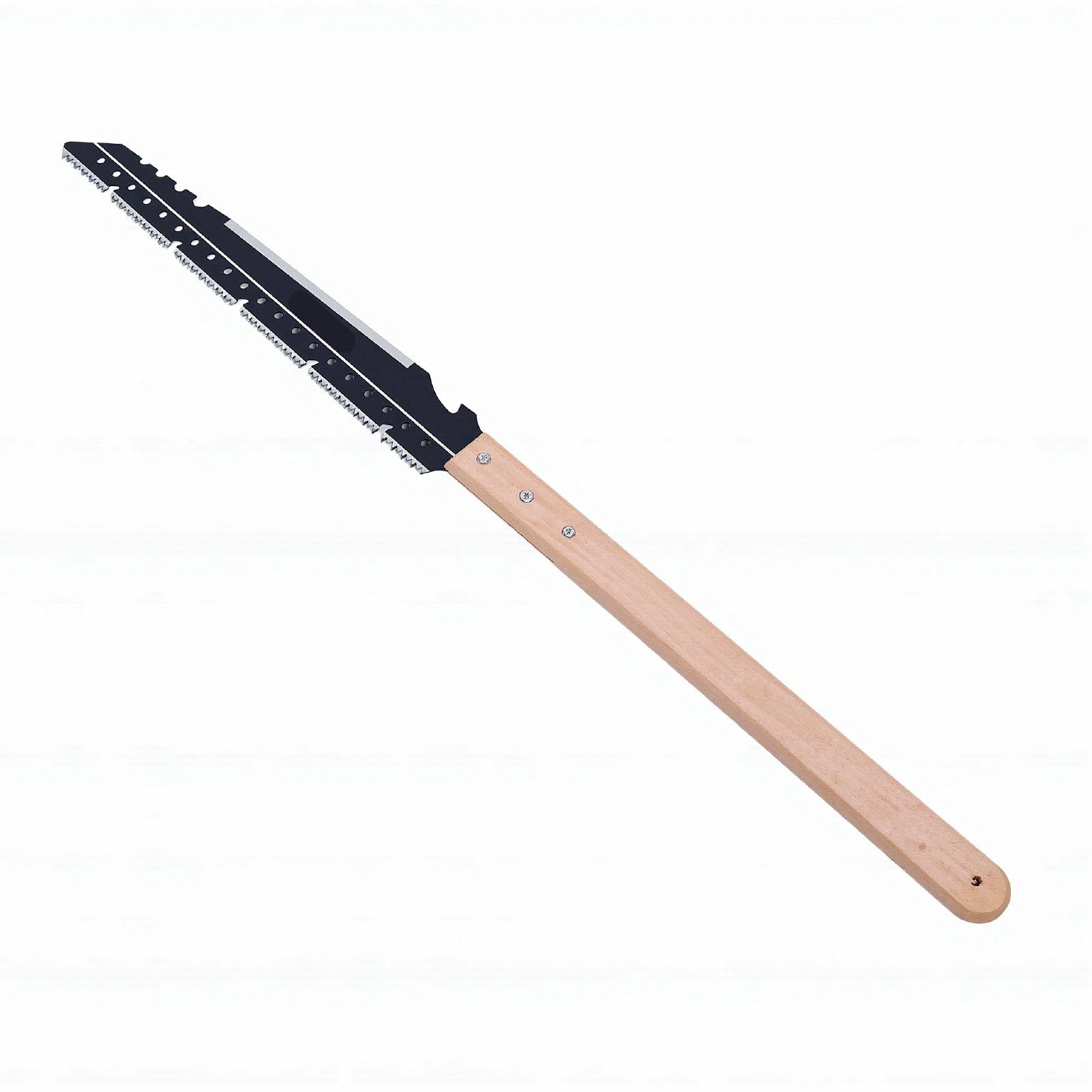 Sierra Manual Larga de 77 Cm, Herramienta de Poda Robusta para Jardinería y Acampada con Funda de Cuero y de Madera