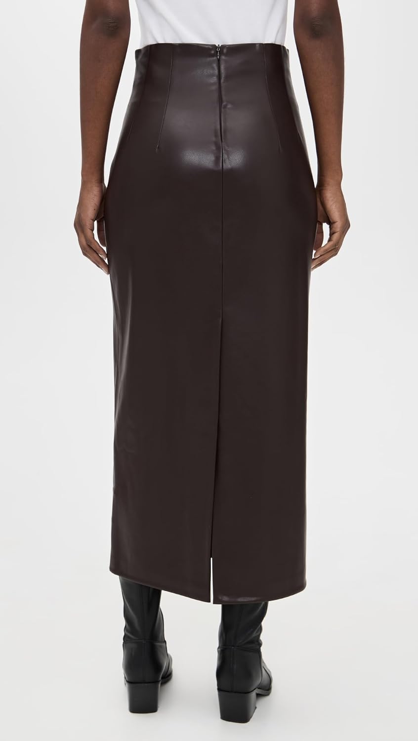 Enza Costa Women's Faux Leather Hi-Waist Curve Skirt - Image 3