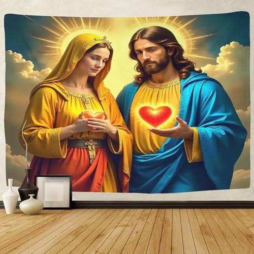 Tenture Jésus religion 180x230cm grand tissu mural déco salon et dortoir