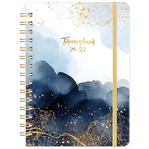 Terminplaner 2026 2027 - Kalender 2026-2027 von August 2026 bis Juli 2027, Ringbuch Wochenplaner 2026-2027, blau, 21.3 x 14.7cm