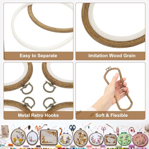 Image of PATIKIL 10 Pieces 3 inchx2.4 inch Embroidery Hoops Frame Imitated Wood Oval Cross Stitch Hoop Ring for Embroidery Art Craft Handy Sewing Decoration