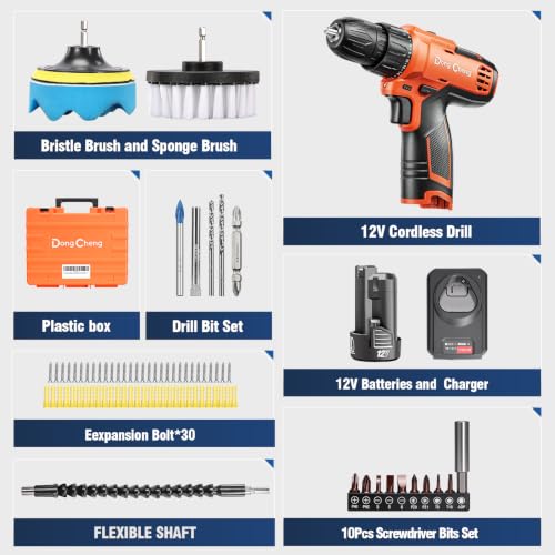 Image of DongCheng 12V Cordless Drill Machine with 1*2000mAh Battery + Fast Charger