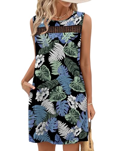 Image of WIHOLL Summer Dresses for Women 2026 Beach Vacation Spring Fashion Clothing Lace Mini Tank Dress with Pockets