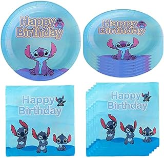 Lilo and Stitch Birthday Party Supplies Set,20pcs Lilo and Stitch plates and 20pcs lilo and stitch napkins