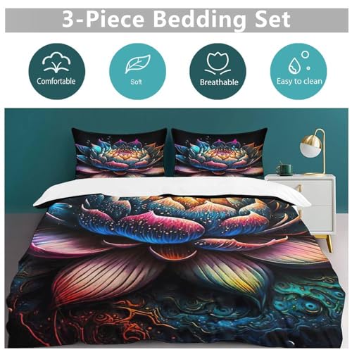 Housse de couette lotus 220x240cm avec taies d'oreiller
