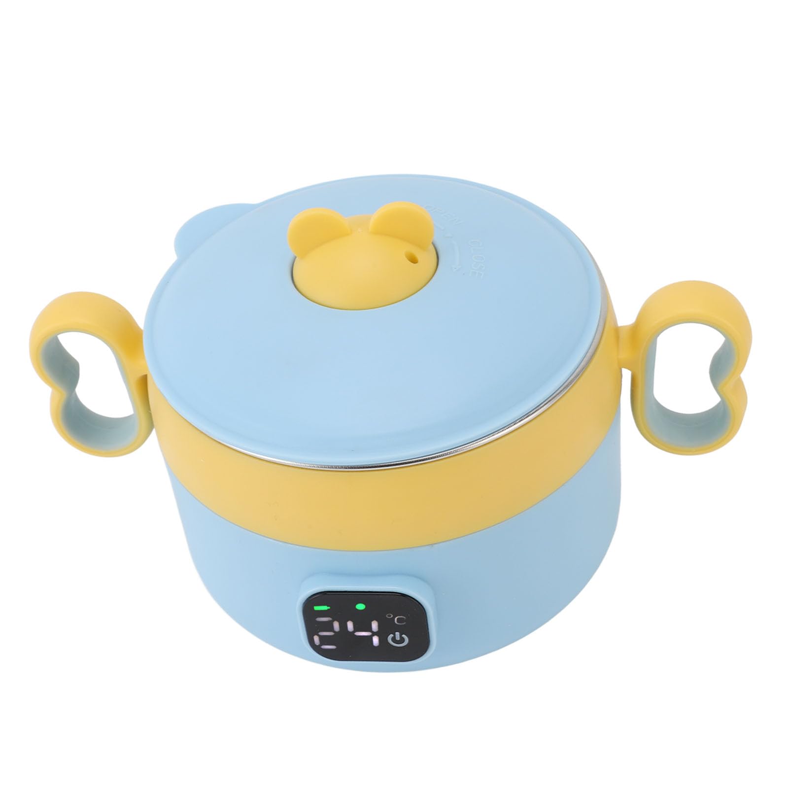 Lunch Box Elettrico Portatile per Bambini, Scaldavivande Senza Fili Acciaio Inossidabile Temperatura Costante Automatica Ricaricabile Tramite USB per Ufficio, Viaggi, Cantiere,