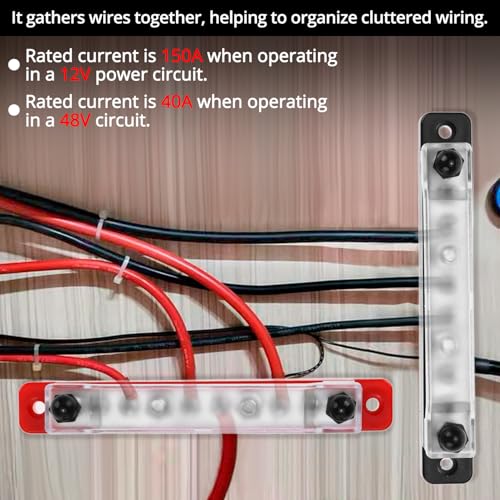 Barre omnibus 150A QWORK noire et rouge avec bornier de distribution pour votre bateau