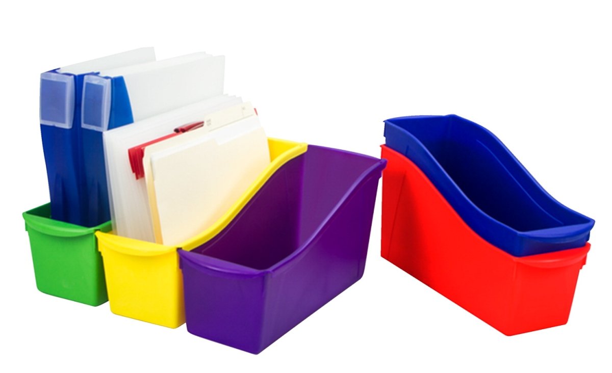 Storex Industries 1512793 Interlocking Book Bins, Assorted Colors - Set of 5