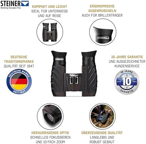 Bild 1 - STEINER Fernglas Safari UltraSharp 10x26 - Deutsche Marken-Qualität, 10 Jahre Garantie, Testsieger, für Erwachsene & Kinder, kompakt & leicht, robust, ideal zum Wandern oder auf Reise