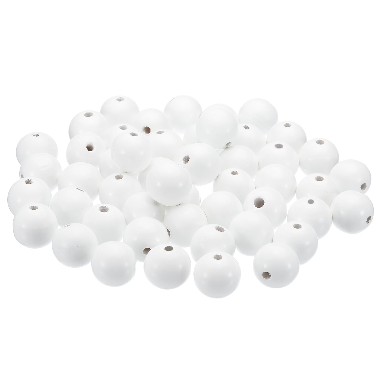PATIKIL 30mm Natural Wood Beads, 50 Pack Wooden Beads Round Loose Beads Spacer Beads for DIY Craft Jewelry Making Home Decoration White - Image 3