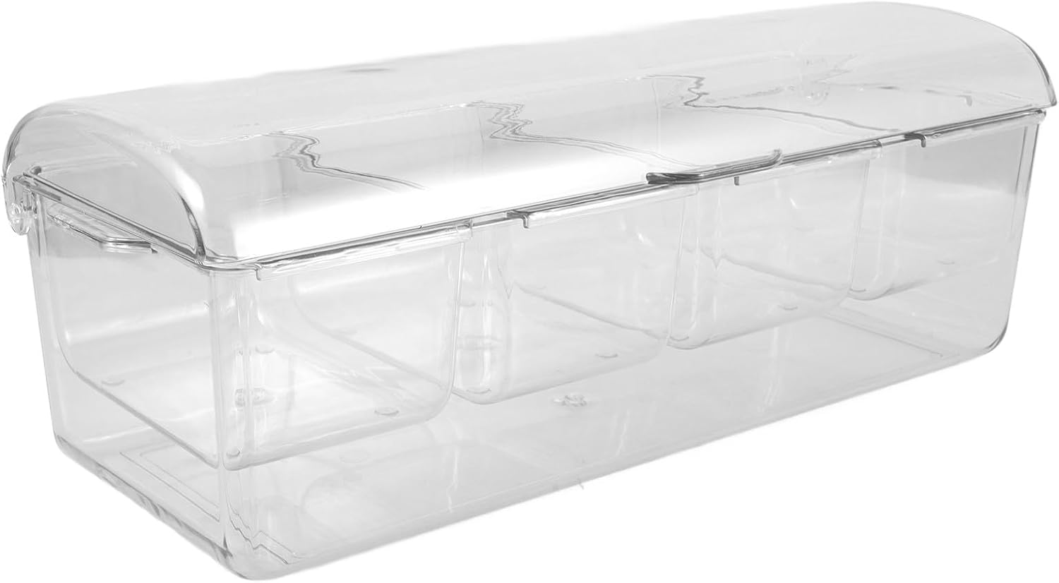 BESPORTBLE Salad Storage Container for Fridge with Detachable Seasoning Tray, 4-compartment Chilled Snack Box for Outdoor Parties and Picnics, Portable Food Storage Organizer