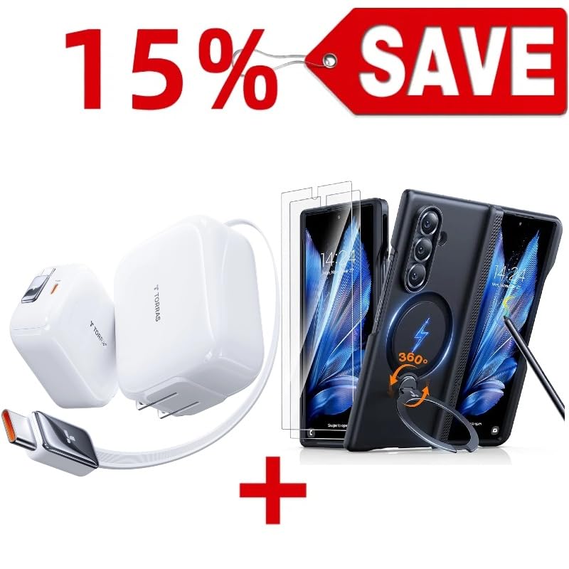 Fast Charging with Low-TEM Protection USB-C 67W Retractable Charger and case — Buy Together to Save 15%