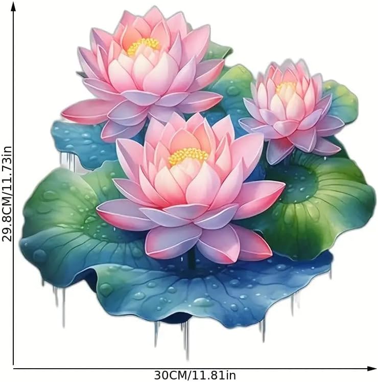 Classical Lotus Toilet Cover Sticker Decals,Fish Bird Flower Leaf Waterproof Toilet Lid Tank Seat Decals Cistern Self-Adhesive Bathroom Wall Sticker