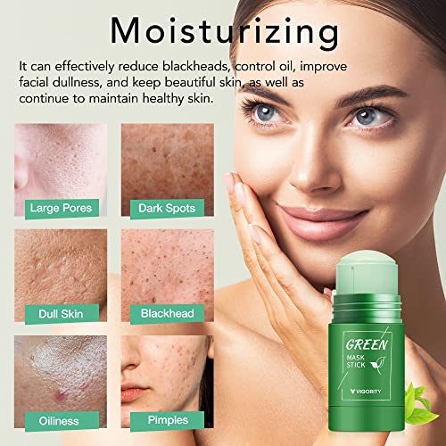 Vigority 2 Pcs Green Tea Mask Stick For Face, Blackhead Remover With Green Tea Extract, Green Mask Stick For Face Moisturizing, Dry Skin Face Moisturizer, Deep Pore Cleansing #TOP1