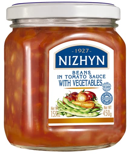 Nezhin Delicious Beans in Tomato Sauce with Vegetables, Made from Fresh, No Added Preservatives, 450 Grams/15.9oz Pack of 1